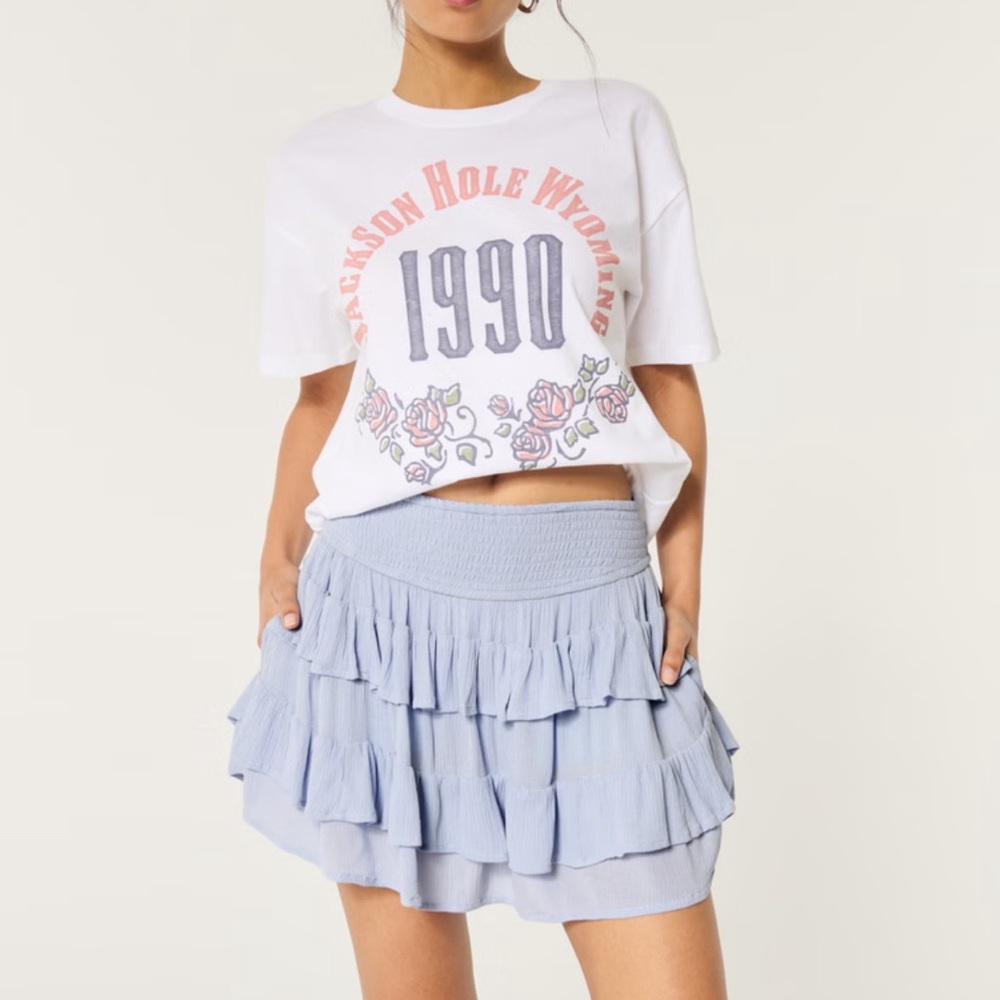 Hollister tiered mini skort skirt NWT blue large